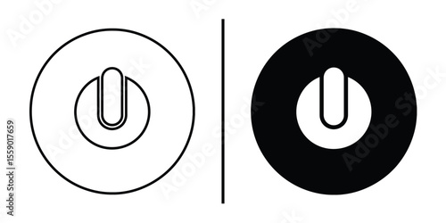 Power Button Icon: A clean and simple graphic of a power button icon, presented in both outlined and solid forms, symbolizing control and initiation.