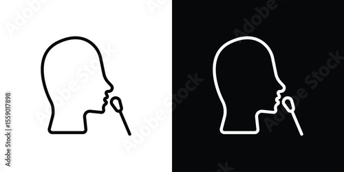 Nasal swab icon in thin stroke and flat style.