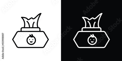 baby wipe icon in thin stroke and flat style.