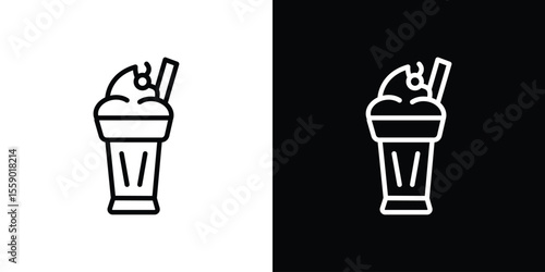 Milkshake icon in thin stroke and flat style.