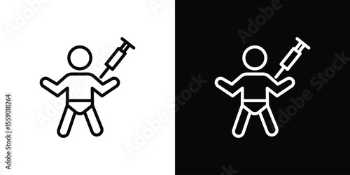 Baby Vaccination icon in thin stroke and flat style.