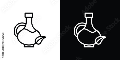 Massage oil icon in thin stroke and flat style.