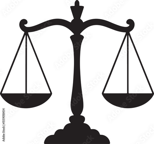 Simple Black Ink Tattoo Design Scales Of Justice Symbol Balance Icon vector