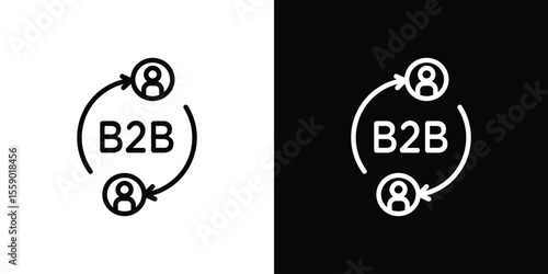 B2B icon in thin stroke and flat style.
