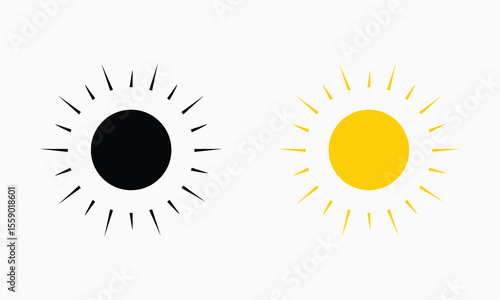 Vector black and yellow color sun design.