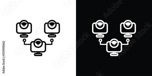 Local network icon in thin stroke and flat style.