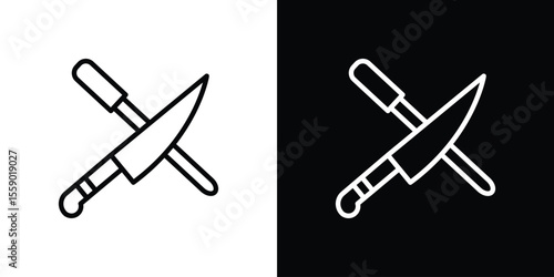 Knife sharpener icon in thin stroke and flat style.