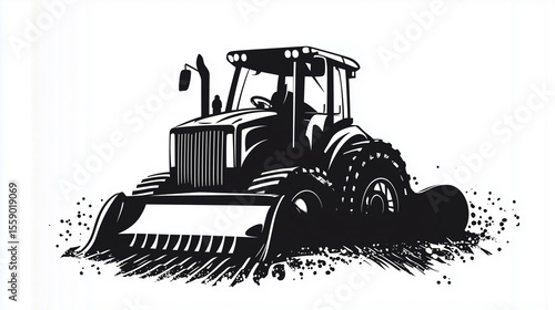 A sleek representation of a modern tractor in action, highlighting its capabilities in land preparation and landscaping