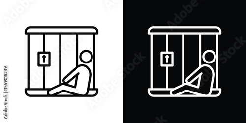 Jail icon in thin stroke and flat style.