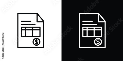 Invoice icon in thin stroke and flat style.