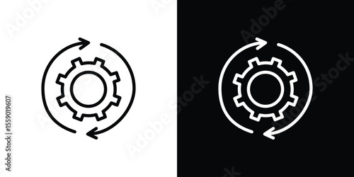 Implementation icon in thin stroke and flat style.