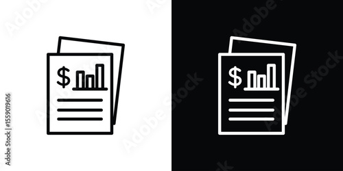 Income statement icon in thin stroke and flat style.