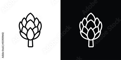 Artichoke icon in thin stroke and flat style.