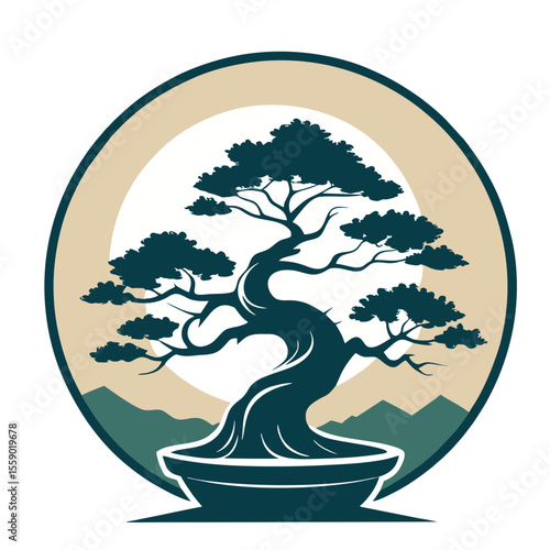 design logo icon vector illustration bonsai japanese