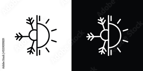 Hot and cold icon in thin stroke and flat style.