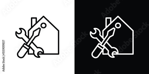 Home repair icon in thin stroke and flat style.