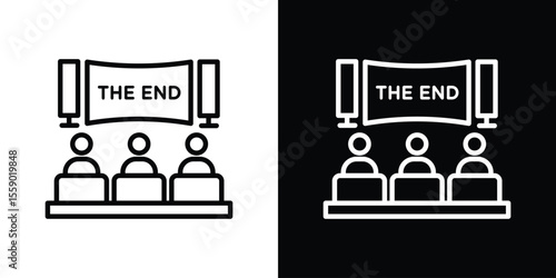 Home cinema icon in thin stroke and flat style.