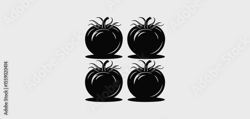 Four Black Silhouette Tomatos