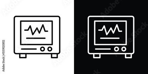 EKG monitor icon in thin stroke and flat style.