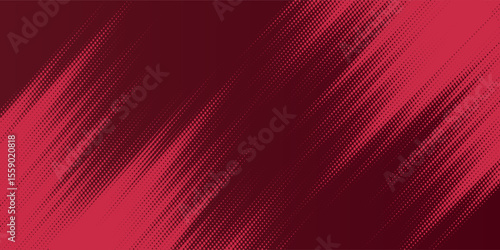Abstract dark red background with dynamic halftone diagonal lines effect. This modern vector design features a mix of dark red and bright red gradients that create an energetic and futuristic look.