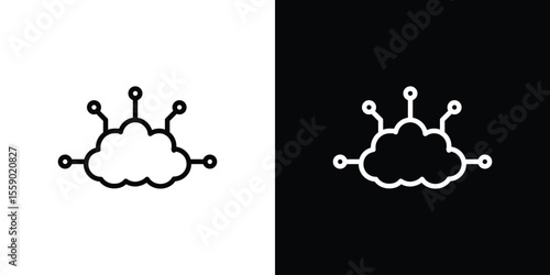 edge computing icon in thin stroke and flat style.