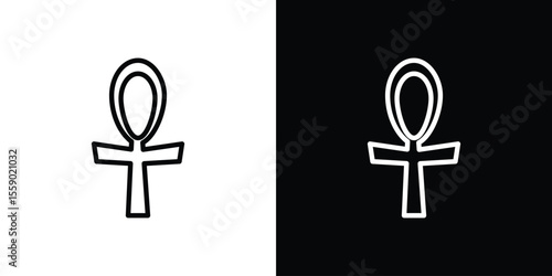 Ankh icon in thin stroke and flat style.