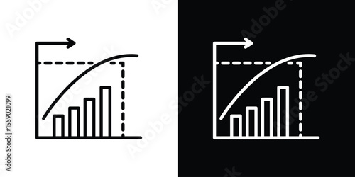 Diminishing returns icon in thin stroke and flat style.