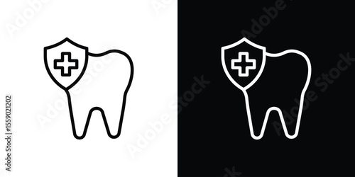Dental insurance icon in thin stroke and flat style.