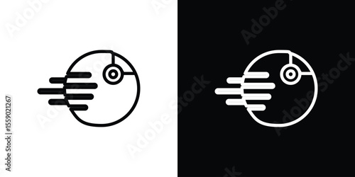 Death star icon in thin stroke and flat style.