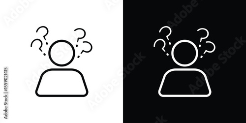 Curious human icon in thin stroke and flat style.