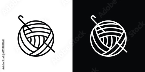 Crochet icon in thin stroke and flat style.