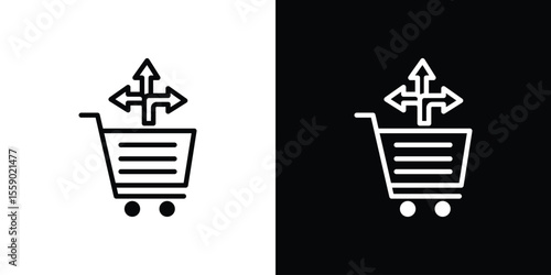 Cross sell icon in thin stroke and flat style.