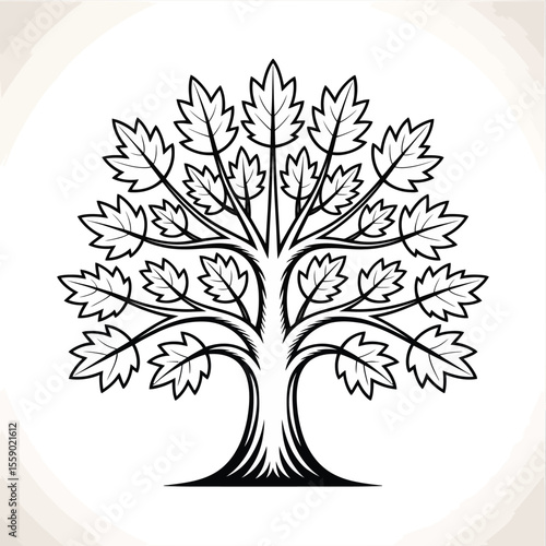 Stylized Black and White Tree of Life Illustration