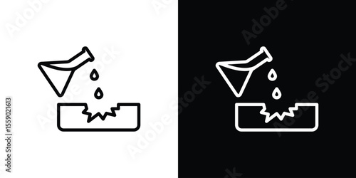 Corrosive substance icon in thin stroke and flat style.