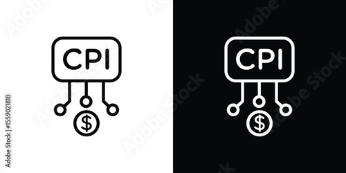 Consumer prices index icon in thin stroke and flat style.