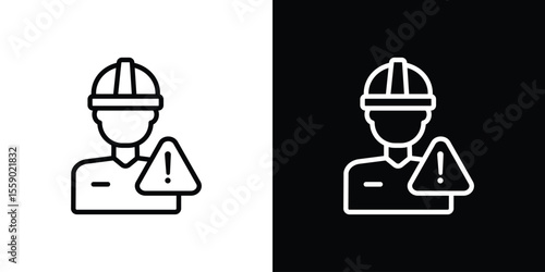 Construction risk icon in thin stroke and flat style.