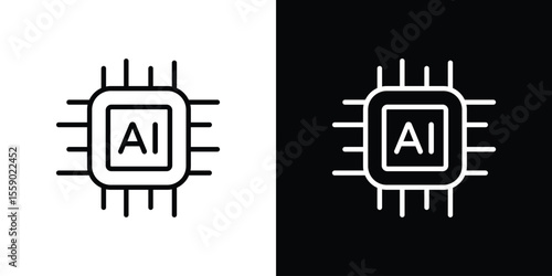 AI icon in thin stroke and flat style.