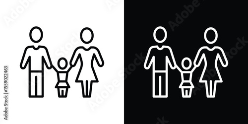 Child custody icon in thin stroke and flat style.