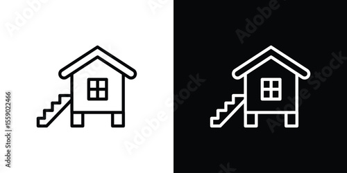 Chicken coop icon in thin stroke and flat style.