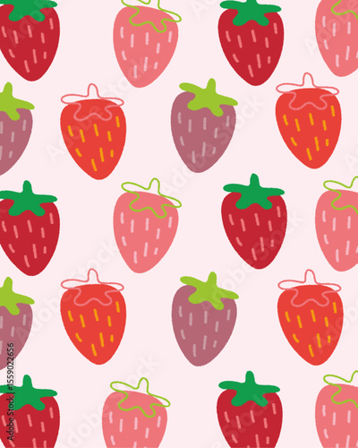 Hand-Drawn Multicolor Strawberries Cute Doodle Vector Illustration