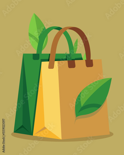 A bundle of shopping bags made from biodegradable hemp fibers perfect for ecoconscious grocery runs.. Vector illustration