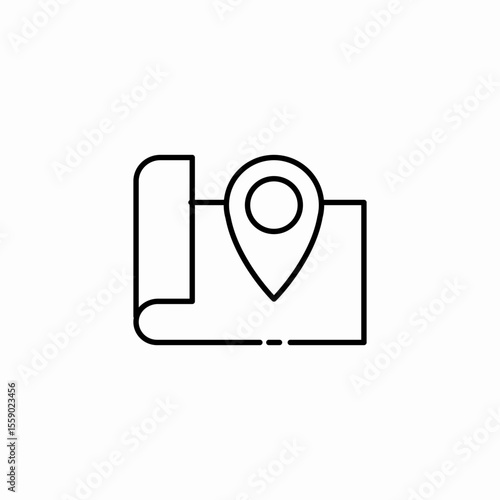 scroll map pin icon sign vector