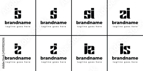 Letters IS SI IZ ZI Monogram Logo, suitable for any business with IS SI IZ ZI initials