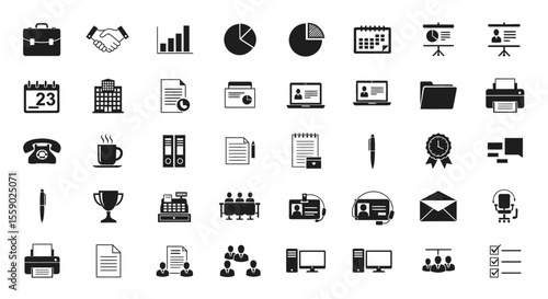 Comprehensive Business Icon Set  High-Quality Vector Graphics for Presentations and Websites