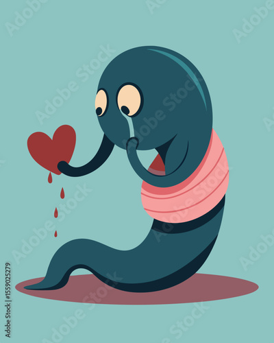 An invisible leech latched onto a persons heart ing out all the joy and happiness leaving behind only a neverending emptiness.. Vector illustration