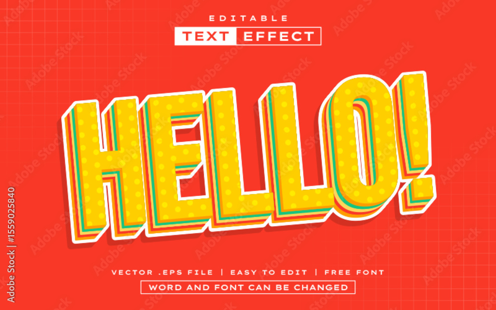 Hello 3D editable text effect in colorful style Hello 3D editable text effect in colorful style