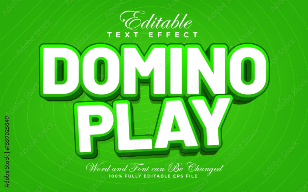 Domino Play 3D editable text effect in green style Domino Play 3D editable text effect in green style