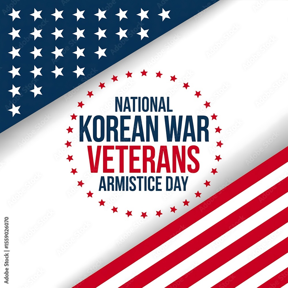 Obraz premium National korean war veterans armistice day graphic with american flag elements