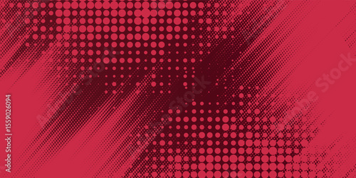 Abstract dark red background with dynamic halftone diagonal lines effect. This modern vector design features a mix of dark red and bright red gradients that create an energetic and futuristic look.