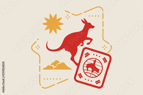 Vintage Passport Stamps Vector – Global Icons on Aged Paper with Gold Foil.